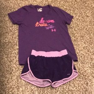 Purple t-shirt and shorts
